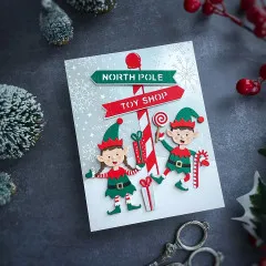 Spellbinders Etched Dies - Simon Hurley - North Pole Friends - Santa's Elves