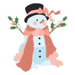Fertig gestanzter Schneemann mit Zylinder und Schal im Detail