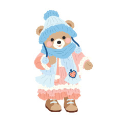 Fertig gestanzter und zusammengesetzter Winter Bär mit Mütze und Schal