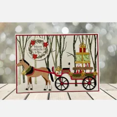 Spellbinders Etched Dies - Country Christmas - Christmas Horse-Drawn Wagon