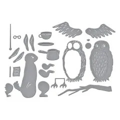 Spellbinders Etched Dies - Say Cheese Classic Pooh Birthday - Rabbit & Owl