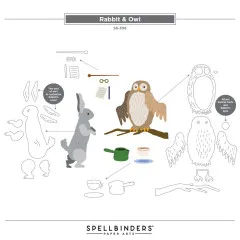 Spellbinders Etched Dies - Say Cheese Classic Pooh Birthday - Rabbit & Owl