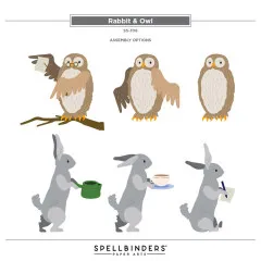 Spellbinders Etched Dies - Say Cheese Classic Pooh Birthday - Rabbit & Owl