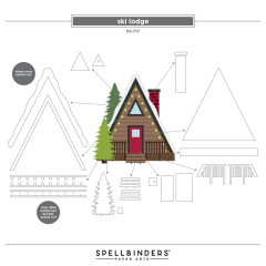 Spellbinders Etched Dies - Simon Hurley - Ski-son's Greetings - Ski Lodge