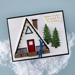 Spellbinders Etched Dies - Simon Hurley - Ski-son's Greetings - Ski Lodge