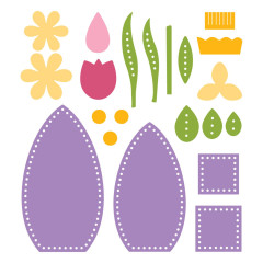 Spellbinders Etched Dies - 3D Felt Décor - Spring Eggs & Flowers