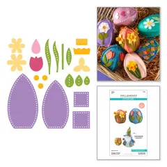 Spellbinders Etched Dies - 3D Felt Décor - Spring Eggs & Flowers