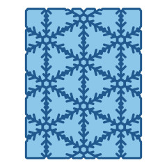 Nahaufnahme des flächendeckenden Schneeflockenmusters in Hellblau.