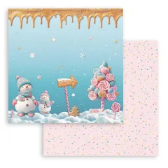 Stamperia 2-seitiges 12x12 Designpapier - Candy Christmas - Snowmen