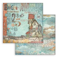 Stamperia 2-seitiges 12x12 Designpapier - Furry Friends - House