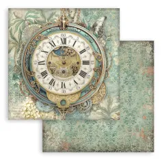 Stamperia 2-seitiges 12x12 Designpapier - Gardens of Time - Big Clock