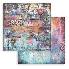 Stamperia 2-seitiges 12x12 Designpapier - Furry Friends 2 - Sheet Graffiti Flowers by Antonis Tzanidakis
