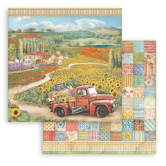 Stamperia 2-seitiges 12x12 Designpapier - Sunflower Art - Vintage Car