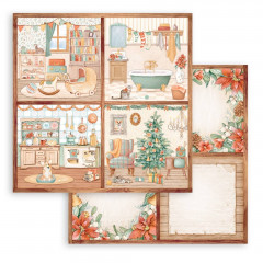 Stamperia 2-seitiges 12x12 Designpapier - All Around Christmas - 4 Cards