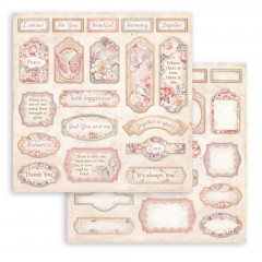 Stamperia 2-seitiges 12x12 Designpapier - Romance Forever - Tags