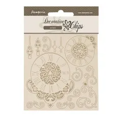 Stamperia Decorative Chips - Quiet Days - Clock & Swirls