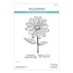 Spellbinders Clear Stamp & Die Set - Beautifully Imperfect - Sculpted Scripted Floral