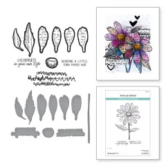 Spellbinders Clear Stamp & Die Set - Beautifully Imperfect - Sculpted Scripted Floral