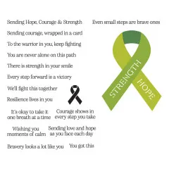 Spellbinders Clear Stamp & Die Set - We All Have Baggage - Awareness Ribbon and Sentiments by Sheri Ballantyne