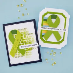 Spellbinders Clear Stamp & Die Set - We All Have Baggage - Awareness Ribbon and Sentiments by Sheri Ballantyne