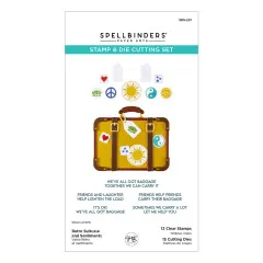 Spellbinders Clear Stamp & Die Set - We All Have Baggage - Retro Suitcase and Sentiments by Sheri Ballantyne