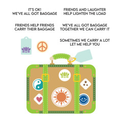 Spellbinders Clear Stamp & Die Set - We All Have Baggage - Retro Suitcase and Sentiments by Sheri Ballantyne