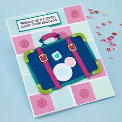 Spellbinders Clear Stamp & Die Set - We All Have Baggage - Retro Suitcase and Sentiments by Sheri Ballantyne