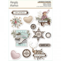 Simple Vintage Layered Sticker - Winter Woods