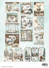 Rückseite des Studio Light Paper Pads Rustic Winter mit Übersicht aller enthaltenen Kartendesigns