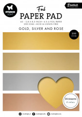 Studio Light - A5 Foil Paper Pad - Essentials Nr. 210 - Gold, Silver And Rose