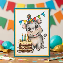 Studio Light - Clear Stamps - Essentials - Hippo Birthday