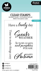 Verpackungskarte der Clear Stamps mit denselben Herbstsprüchen und Artikelnummer SL-ES-STAMP973