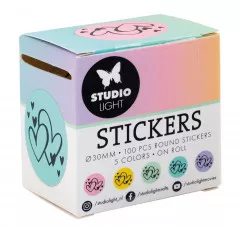 Studio Light Round Stickers on Roll - Hearts