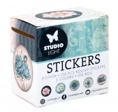 Studio Light Round Stickers on Roll - Vintage Flower