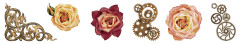 Studio Light - Transparent Stickers on Roll - Grunge Collection - Roses & Gears