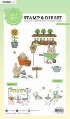 Clear Stamps and Cutting Die - Sweet Stories Nr. 55 - Bunny Garden