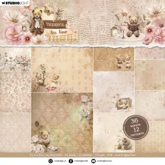 Studio Light - 8x8 Designer Paper Pad - Teddy's Tea Time