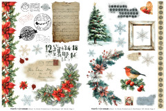 TEXT{ures} - Rub-On Transfer Set - Winter in Bloom - Poinsettias & Snowflakes by Lou Collins