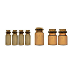 Idea-Ology Corked Glass Vials Apothecary Amber W/Vintage Labels