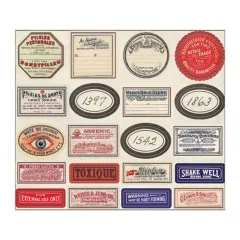 Idea-Ology Corked Glass Vials Apothecary Amber W/Vintage Labels