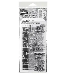 Tim Holtz Mixed-Media Stamps & Stencil - Set #12