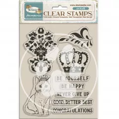 Stamperia Clear Stamps - Crown and Cat