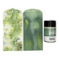 Lindys Stamp Gang Magical Shakers Lichen Ledgers Gläschen mit zwei grünen Mustertags