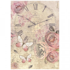 Stamperia Rice Paper - Shabby Rose - Clock