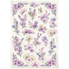 Stamperia Rice Paper - Lavender - Flower Pattern