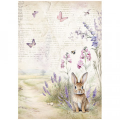 Stamperia Rice Paper - Lavender - Bunny