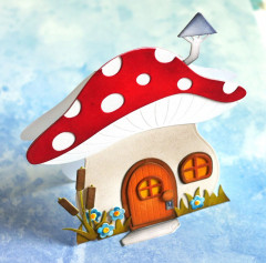 Metal Cutting Die - Mushroom House Folding Card