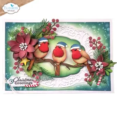 Metal Cutting Die - Festive Holly - Festive Robin