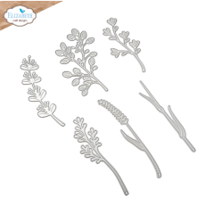 Foto des Stanzformen-Sets mit Blattzweigen, Ranken und kleinen Blüten.