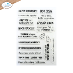 Transparentes Stempelset Spooky Sentiments mit 18 Clear Stamps auf Trägerfolie